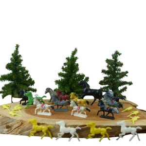 Plastic Horses on Stands | Plastic Horse Candle Holders | Indian & Cowboy Cake Picks