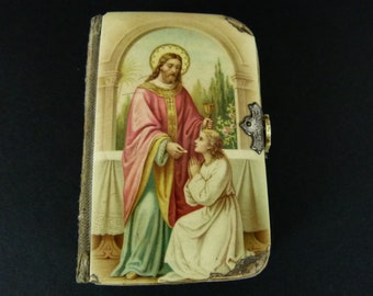 Celluloid Polish Prayer Book | Mother of Pearl Crucifix | Metal & Celluloid Clasp | 1902