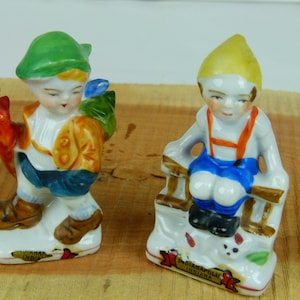 Handpainted Porcelain | Boy figurines | 40s | Handpainted Porcelain | Made in occupied Japan |