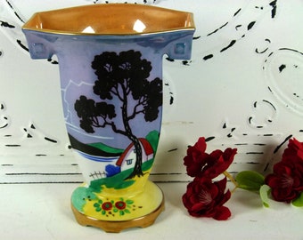 Vintage NORITAKE Lusterware Vase | Hand Painted | Red Backstamp with M | Made in Japan | 20s |