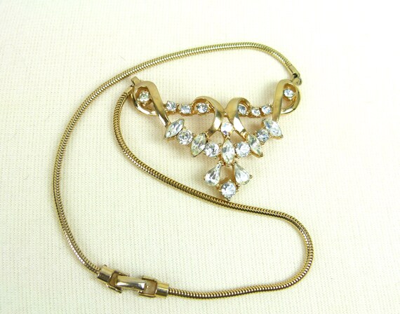 LEDO Rhinestone Gold Tone Necklace | Retro | Vint… - image 6