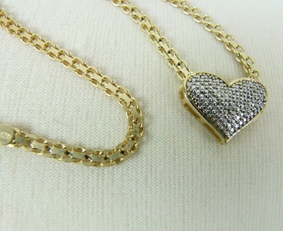Heart Necklace Gold Tone | Pave Heart Choker Neck… - image 5