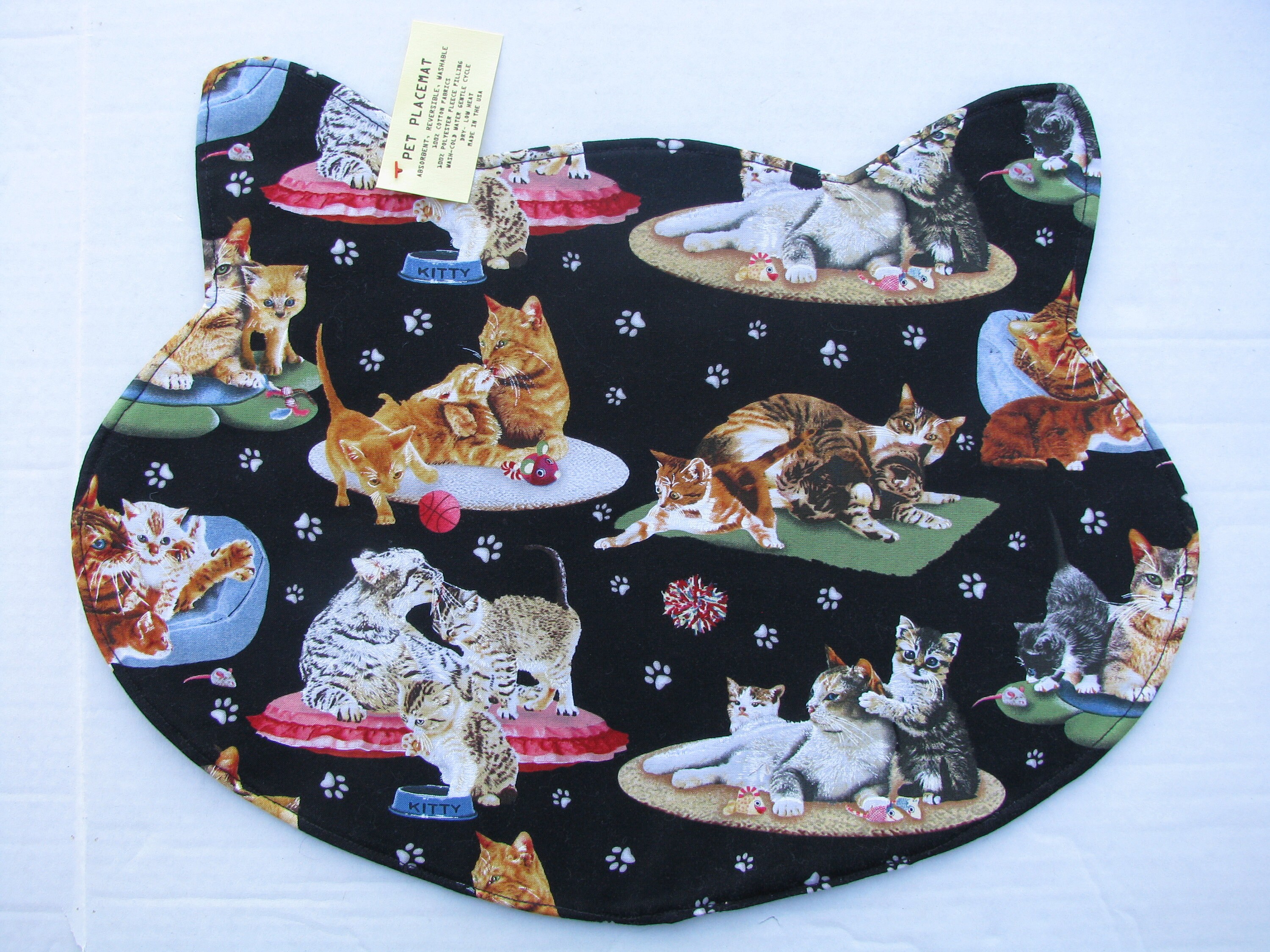 Cat Bowl Feeding Mat Reversible Cat Place Mat Feeding Etsy