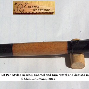 Bolt Action Bullet Pen Handmade Parker Pen Black Enamel Gun Metal Koa image 4