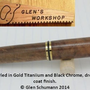 Rollerball Desk Pen Handmade Gold Titanium Luxury Pen Figured Walnut Gel Pen image 3