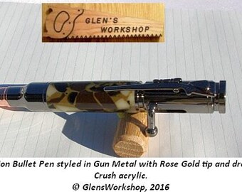 Mini Bolt Action Bullet Pen Handmade Pen Gun Metal Camo Crush Acrylic