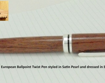 Ballpoint Pen Handmade European Pen Twist Pen Satin Nickel Bubinga Cross Pen
