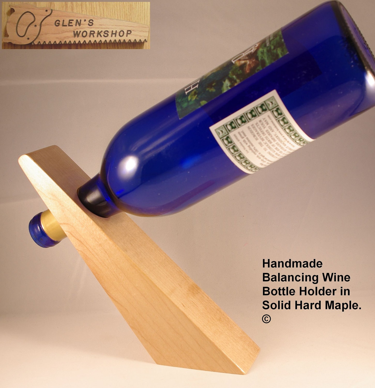Wine Bottle Bottle Holder Handmade Balancing Holder in Solid Maple Wine Stand Wine Accessory Etsy
