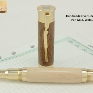 Over Under Bullet Pen Handcrafted in Gold, Walnut & Maple
