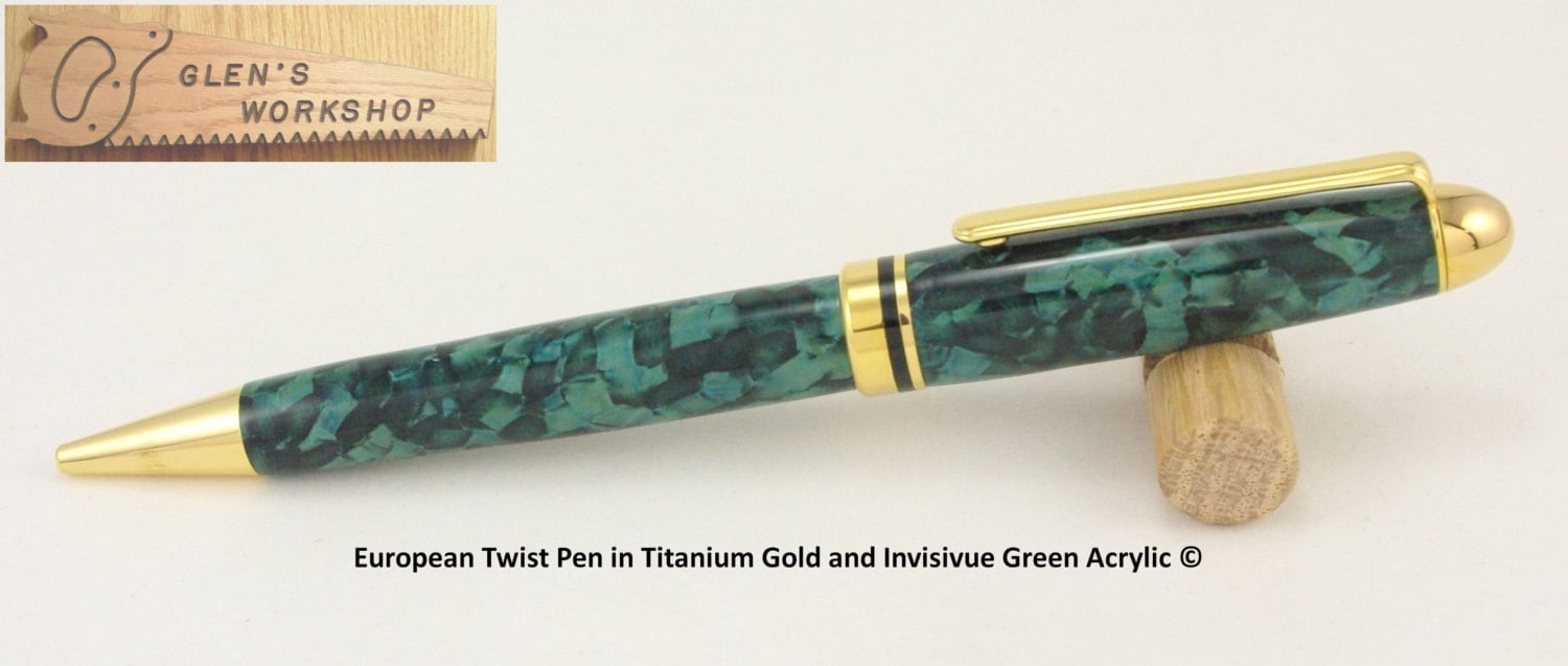 Ballpoint Pen Handmade European Pen in Titanium Gold and Green - Etsy