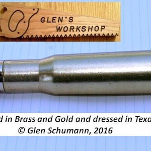 50 cal Bullet Pen brass, Gold Texas Mesquite Desk Pen