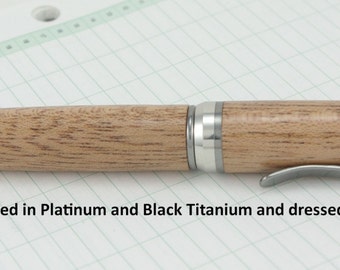 Ballpoint Pen Handmade Cigar Platinum Titanium, Mahogany