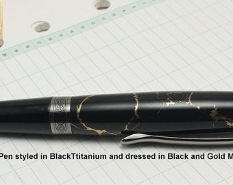 Ballpoint Pen Black Titanium Black Gold Matrix Tru-Stone Pen