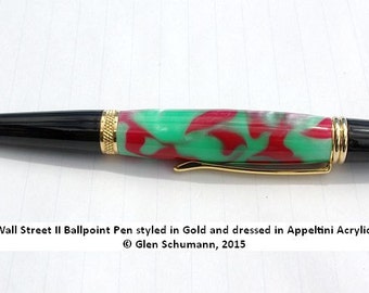 Stylus Ballpoint Pen Handmade Gold Appeltini Acrylic