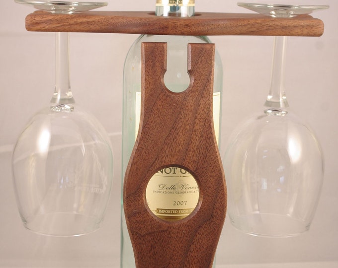 Wine Glass Holder Bottle Neck Glass Holder in Walnut Etsy