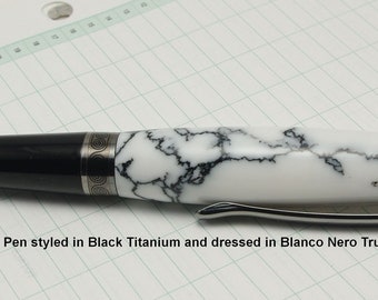 Ballpoint Pen Handmade BlackTitanium Blanco Nero Tru-Stone