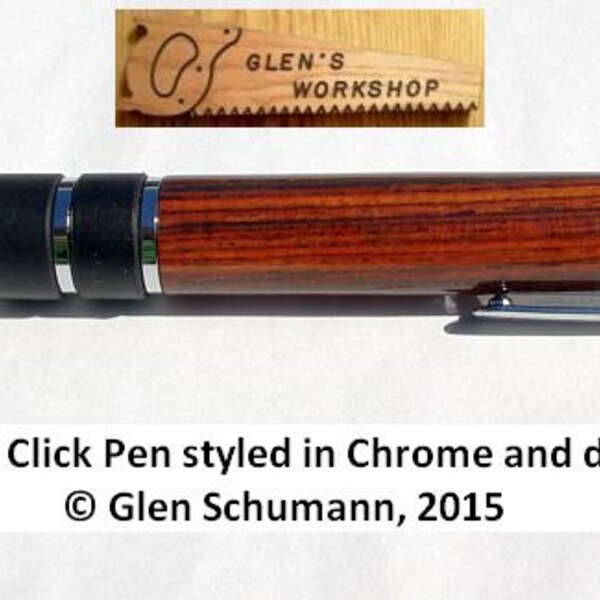 Ballpoint Click Pen Handmade Chrome Cocobolo