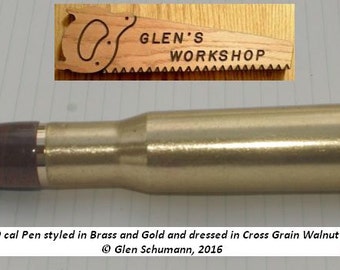 50 cal Bullet Pen brass Cross Grain Walnut Desk Pen