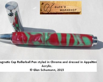 Rollerball Magnetic Pen Handmade Chrome Appeltini Acrylic