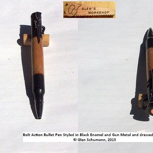 Bolt Action Bullet Pen Handmade Parker Pen Black Enamel Gun Metal Koa image 5