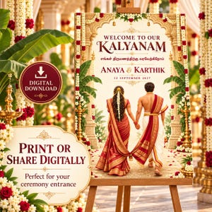 Tamil Wedding Template Bundle | Editable Canva Kalyanam Set | Invitation Welcome Sign Program Menu Thank You