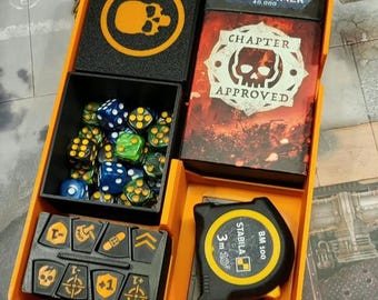 Wargaming Aufbewahrungsbox / Organizer für Tabletop mit Token und Würfelbrett / RPG und Strategiespiele / individuelles Logo möglich