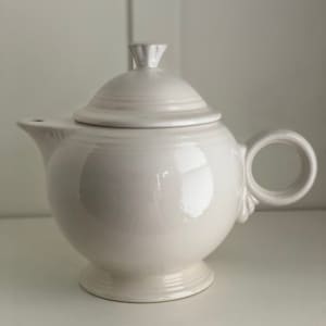 Vintage White Fiesta Teapot - Post-86 HLC Ceramic Tea Pot Collectible Home Decor