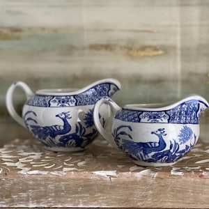 Vintage Wood & Sons Yuan Creamer: Blue and White Chinoiserie Milk Jug or Gravy Boat (2 Sizes)