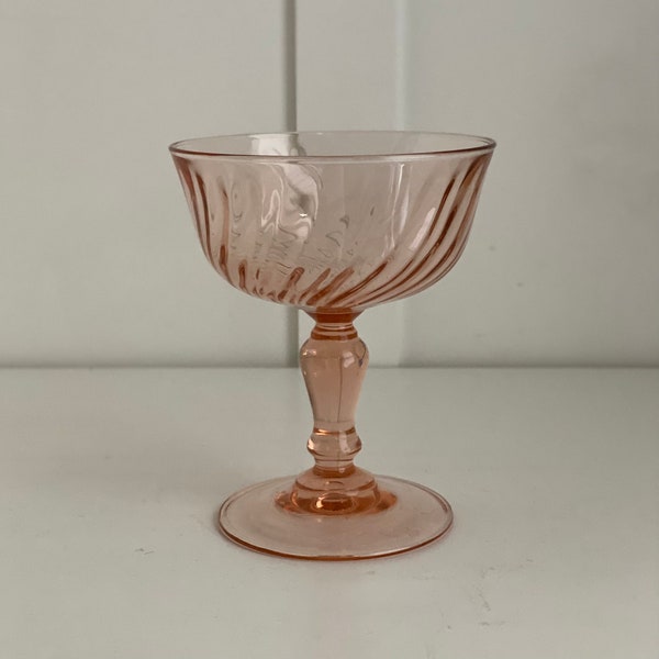 Rosaline Pink Swirl Cocktail Glass/Champagne Coupe by Luminarc, French Glasses, Price is per Coupe
