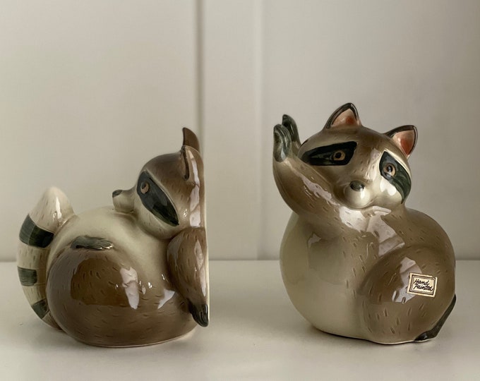 Fitz & Floyd Hand Painted Raccoon Bookends Etsy
