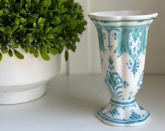 Royal Delft Dutch Green Porcelain Vase, De Porceleyne Fles Delvert Green Scalloped Edge Vase