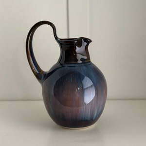 Vintage Drip Glaze Pitcher, Artist Signed Studio Pottery Pitcher