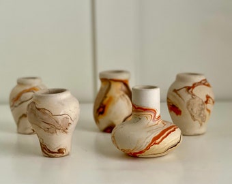 Vintage Nemadji Pottery Vase, USA Made, Earth Tone Swirl Design