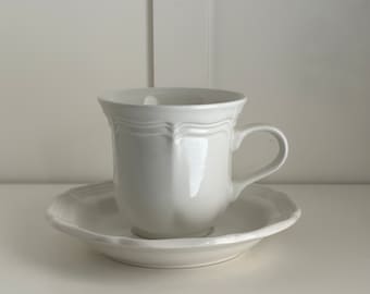 Mikasa French Countryside Ironstone Cup & Saucer Set - Vintage Cottagecore Tea Coffee Dining