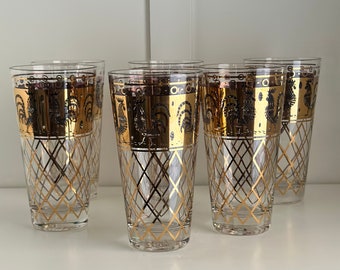 MCM Porter Gold Rooster Highball Glasses, Sold as a Set
