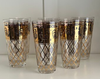 MCM Porter Gold Rooster Highball Glasses, Sold as a Set