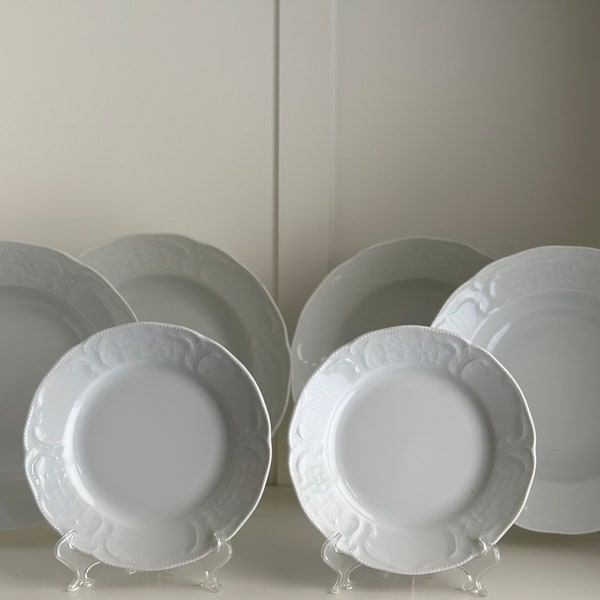 Rosenthal Sanssouci White Luncheon & Bread Plates, Beaded and Scalloped Edge, Fine China Plates, Price is per Plate