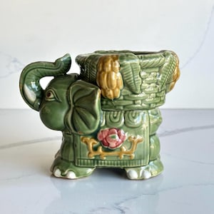 Cache-pot vintage Green Elephant, petit pot en céramique