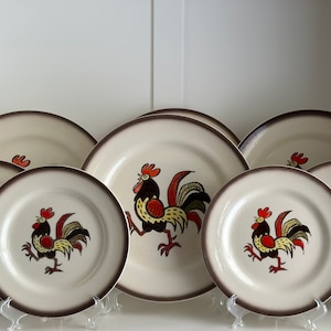 Vintage Metlox Poppytrail Red Rooster Plate: Hand-Painted California Pottery