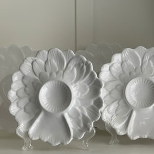 Vintage Portuguese Embossed Artichoke Earthenware Plate Set - White Mediterranean Dining Collection