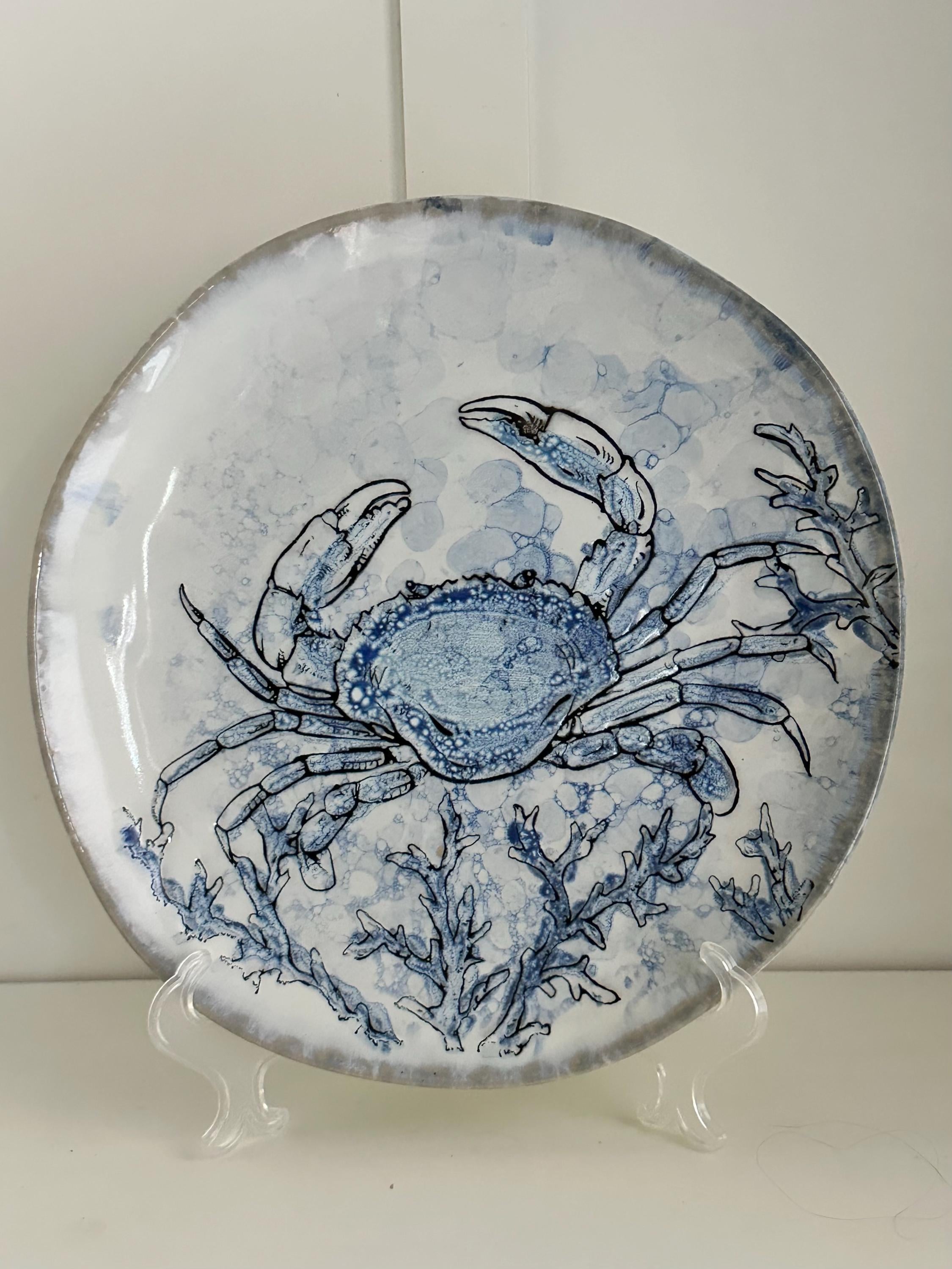 Spectrum Chesapeake Bay Blue Crab Ceramic Plate - Coastal Dining
