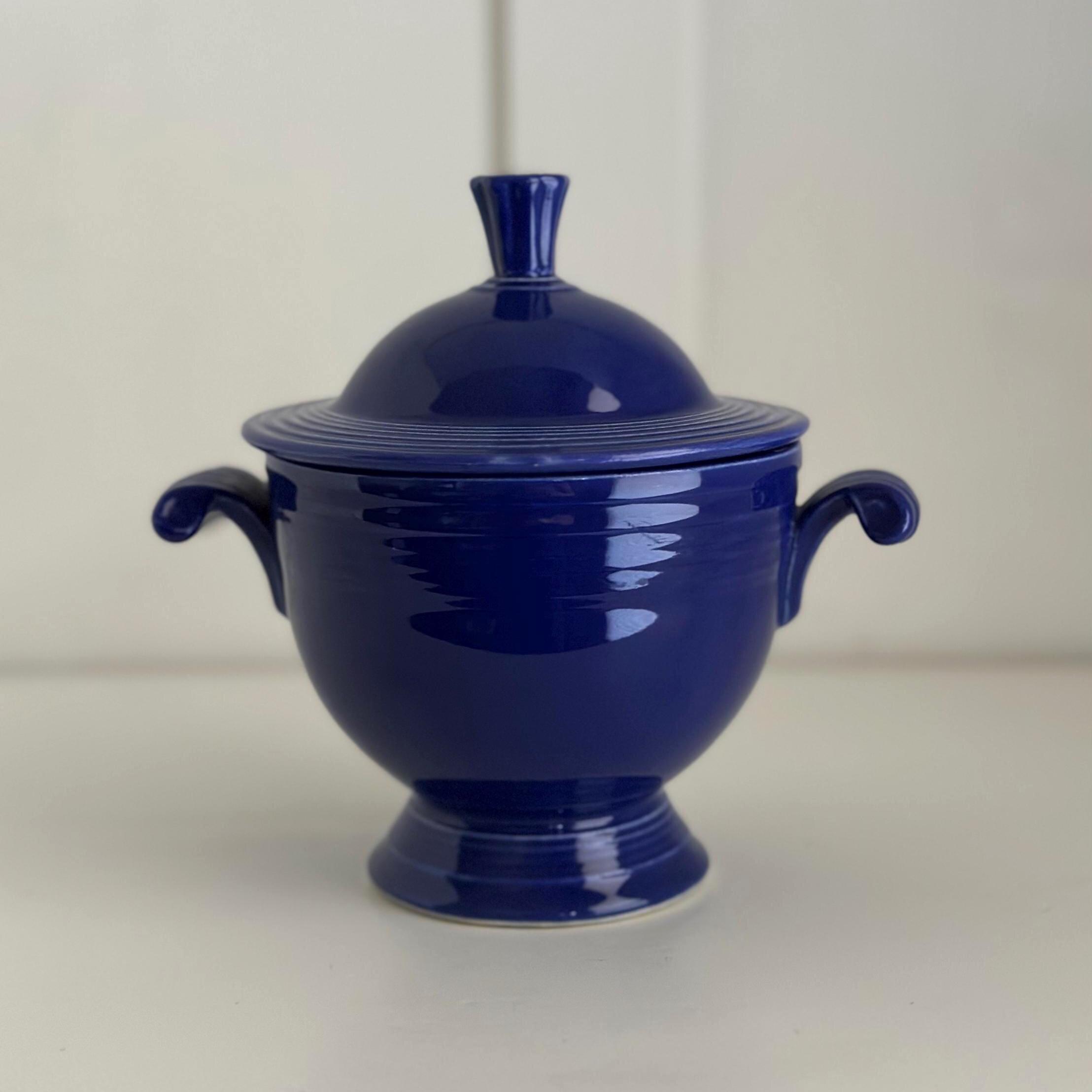 Vintage 1930s Fiesta Cobalt Blue Sugar Bowl - Homer Laughlin Art