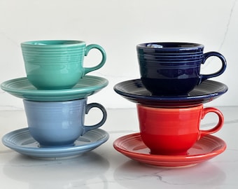 Vintage Fiesta Cup and Saucer Set | Post 1986 Fiestaware by Homer Laughlin