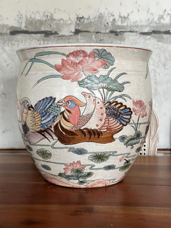 陶器製 花瓶 二羽の鳥のデザイン インテリア小物 陶器製 花瓶 二羽