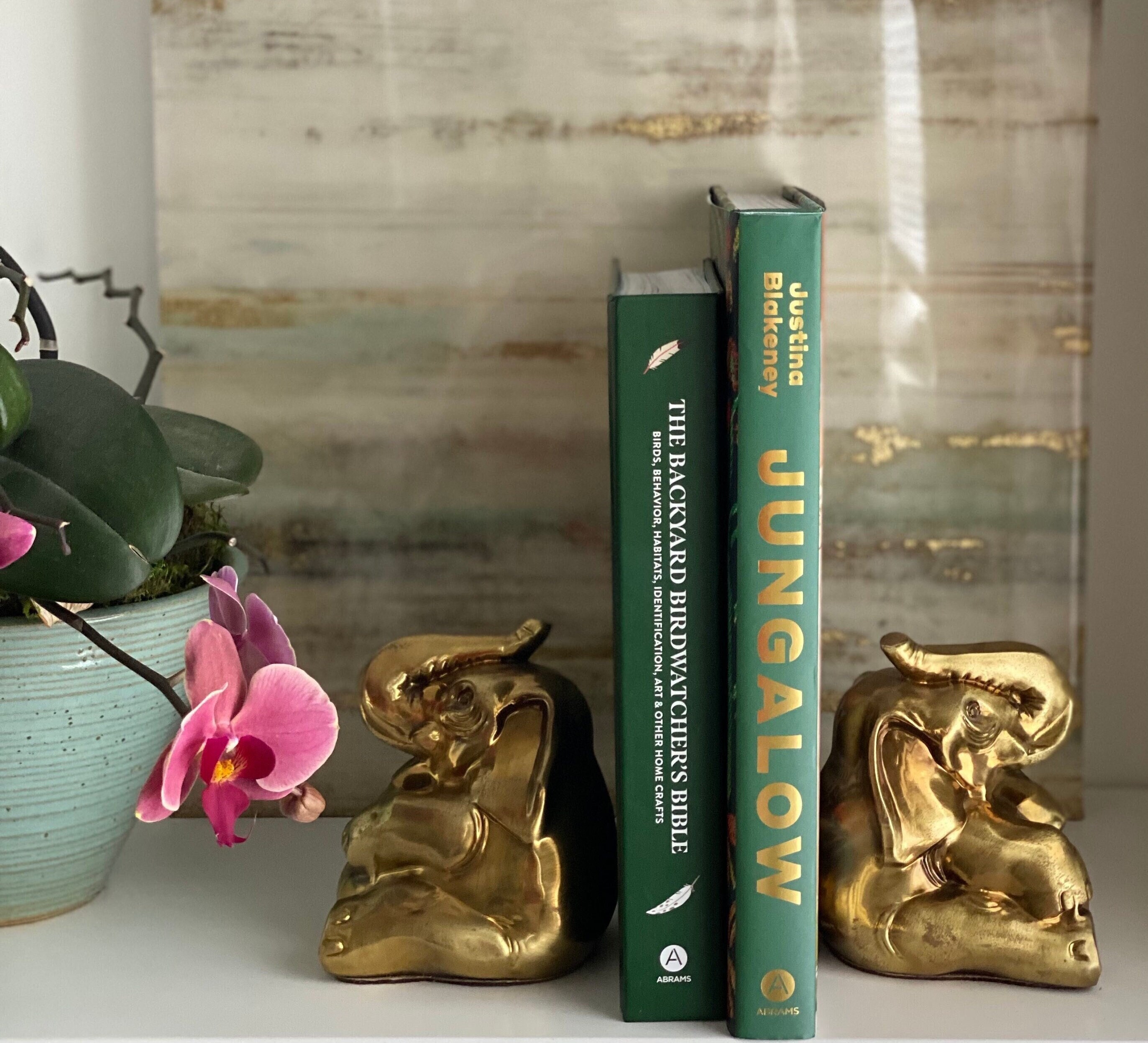Brass Elephant Bookends by PM Craftsman; Vintage Library Decor - Etsy