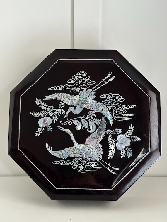 X11054 螺鈿細工アート 螺鈿 飛翔する鶴 額装 縁起物 額有あり 鶴の絵