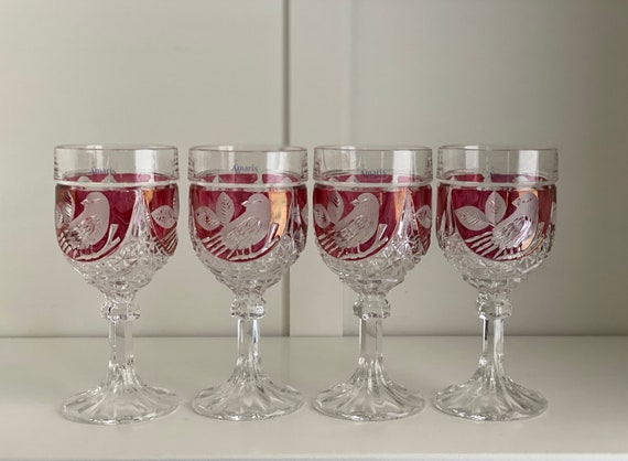 6 Etched Stars Wine Glasses - Braumhaus