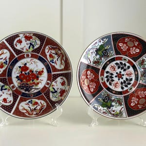 Vintage Japanse Imari porseleinen wandborden set - bloemen Oosters decoratief 6,25-inch Smithsonian patroon
