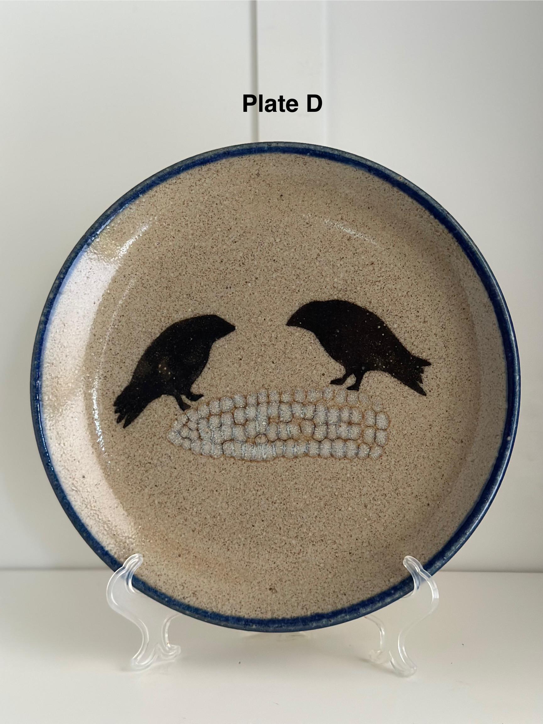 Vintage Monroe Salt Works Crow Dinner Plate - Handmade Artisan