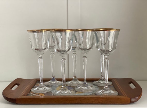 Mikasa Wheaton Crystal Wine Glasses With Gold Rim - Set of 8 - Etsy